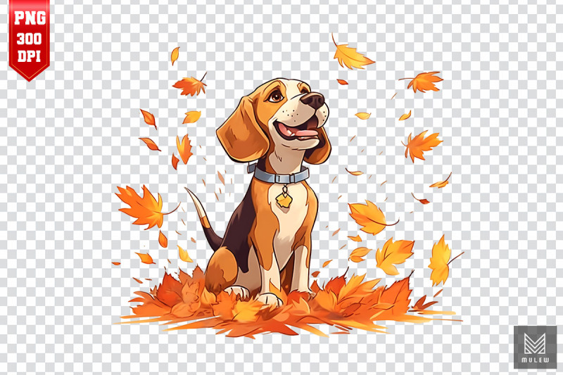 cute-beagle-dog-with-fall-leaves-clipart