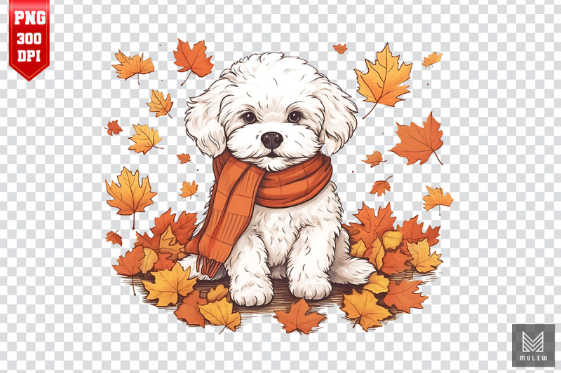 autumn-bichon-frise-dog-clipart