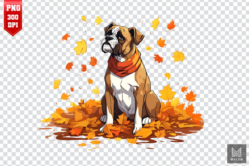 cute-boxer-dog-with-fall-leaves-clipart