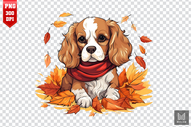 autumn-king-charles-spaniel-dog-clipart