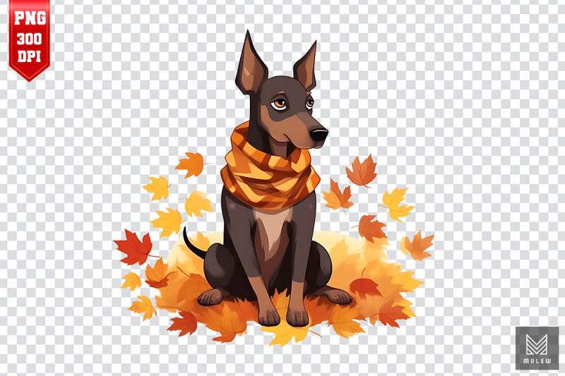 autumn-doberman-pinscher-dog-clipart