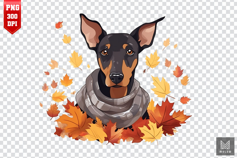 autumn-doberman-pinscher-dog-clipart