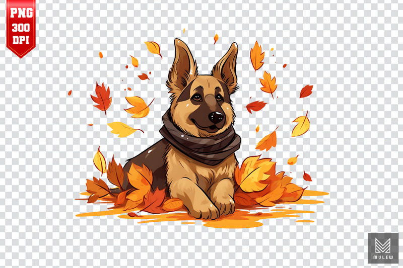 autumn-german-shepherd-dog-clipart