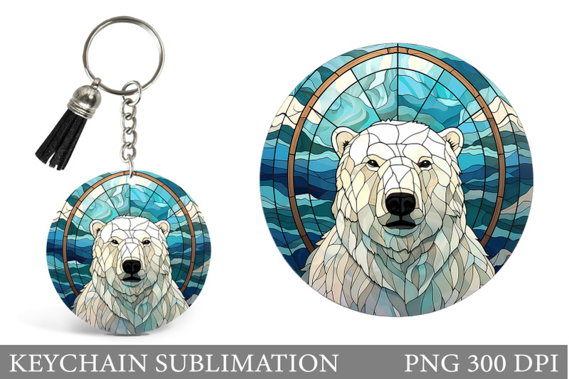 polar-bear-keychain-design-stained-glass-bear-keychain