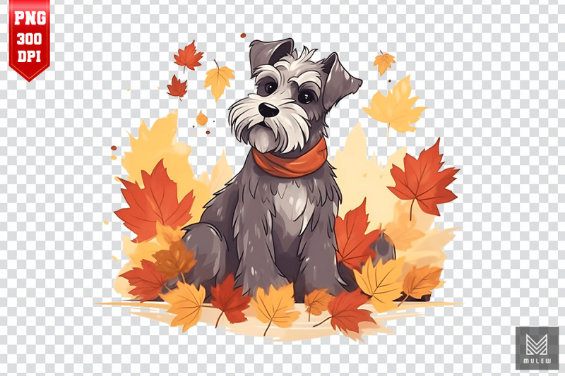 autumn-miniature-schnauzer-dog-clipart