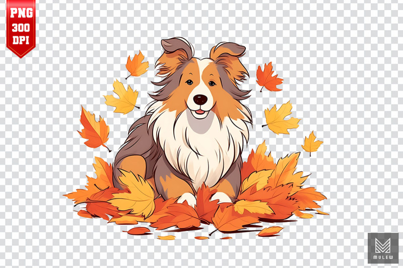 autumn-shetland-sheepdog-dog-clipart