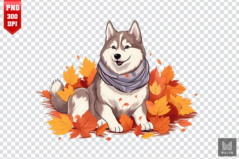 autumn-siberian-husky-dog-clipart