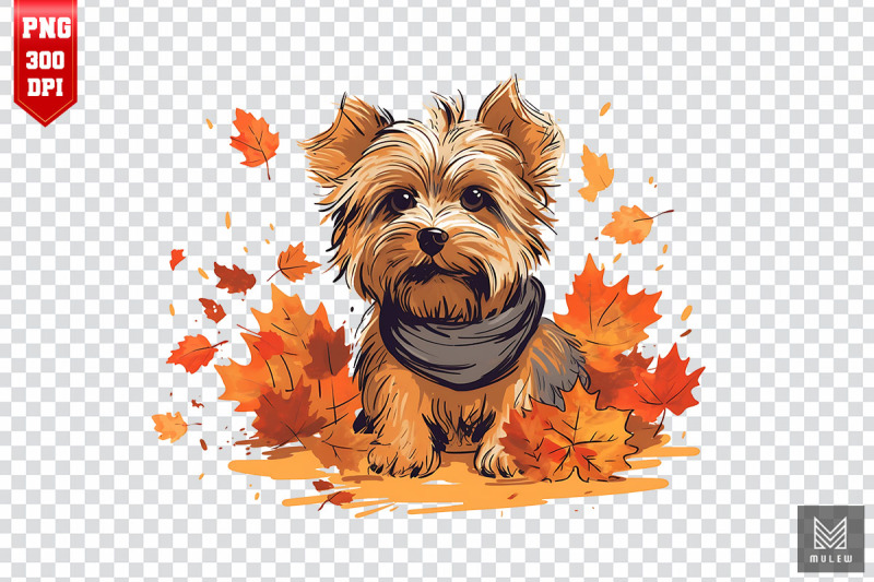 autumn-yorkshire-terrier-dog-clipart