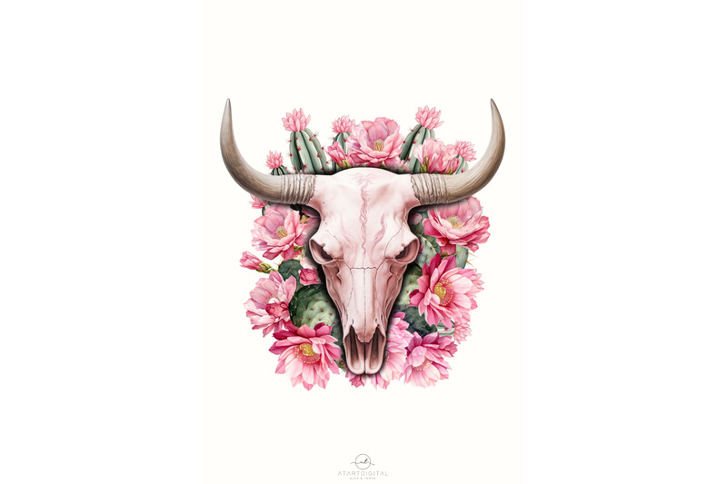 western-floral-cow-skull-png-instant-download-sublimation-design-grap