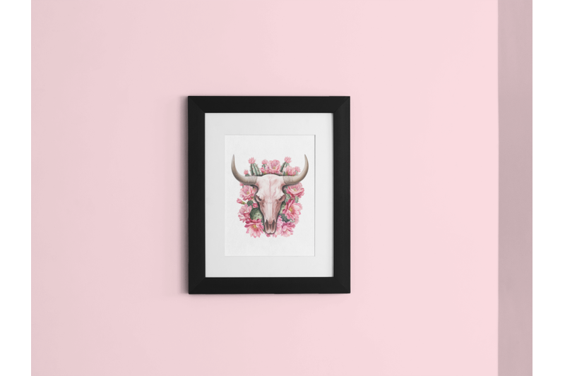 western-floral-cow-skull-png-instant-download-sublimation-design-grap