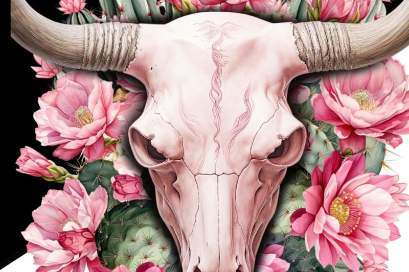 western-floral-cow-skull-png-instant-download-sublimation-design-grap