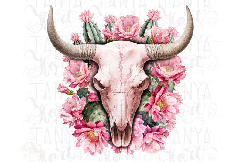 western-floral-cow-skull-png-instant-download-sublimation-design-grap