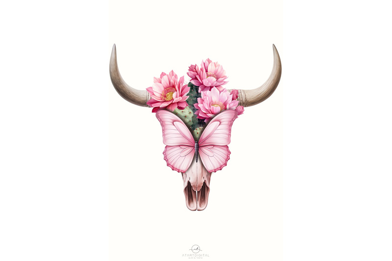 western-floral-cow-skull-png-with-butterfly