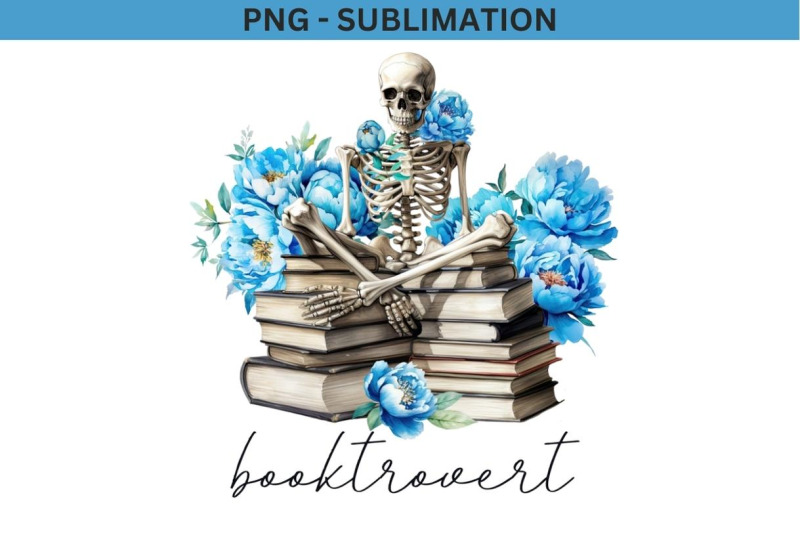 booktrovert-skeleton-floral-book-png