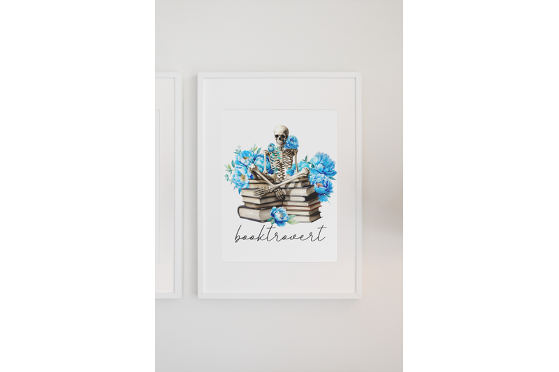 booktrovert-skeleton-floral-book-png