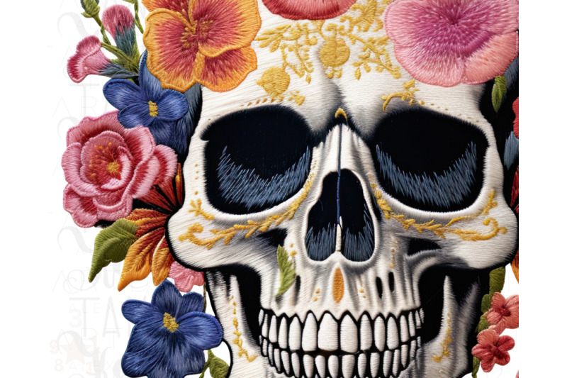 gothic-floral-skull-png-design-for-sublimation