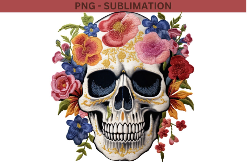 gothic-floral-skull-png-design-for-sublimation