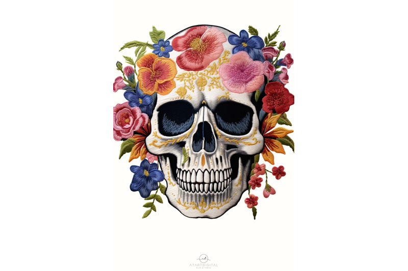 gothic-floral-skull-png-design-for-sublimation