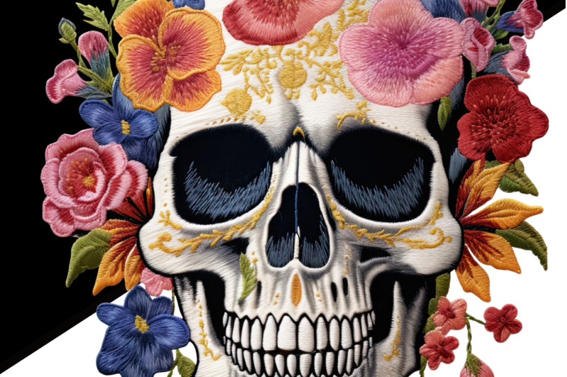 gothic-floral-skull-png-design-for-sublimation