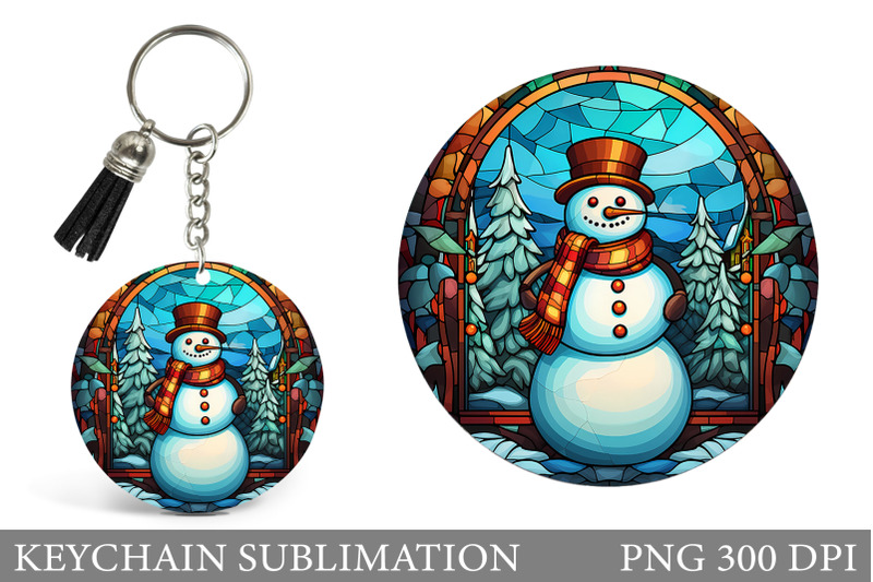 stained-glass-keychain-design-snowman-keychain-sublimation