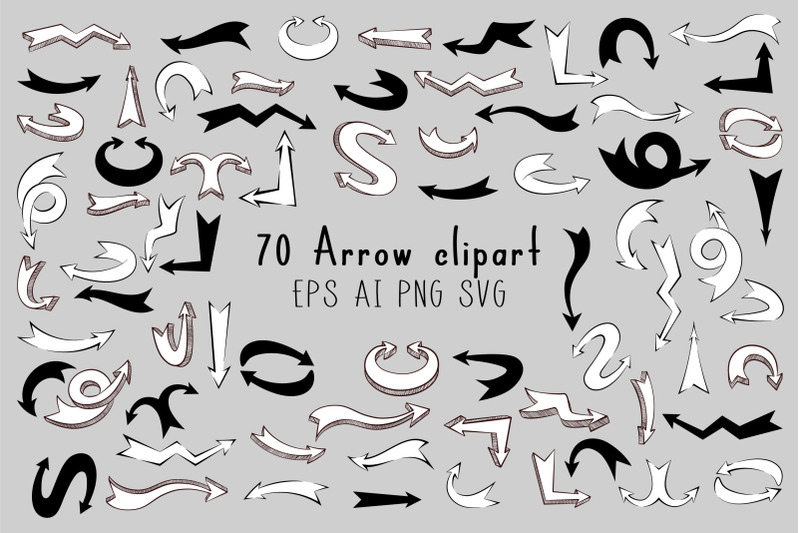 70-doodle-thick-arrows-vector-clip-art