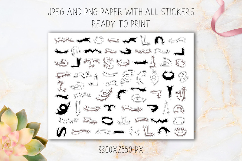 70-doodle-thick-arrows-stickers-cartoon-arrow-png