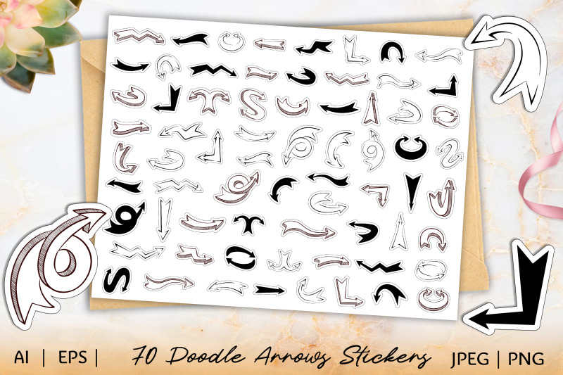 70-doodle-thick-arrows-stickers-cartoon-arrow-png