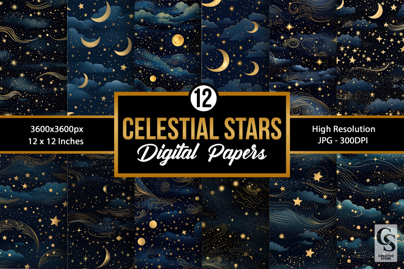 celestial-night-stars-digital-paper-patterns