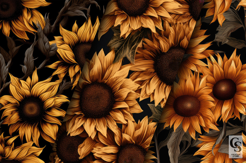 dried-sunflowers-seamless-pattern-digital-papers