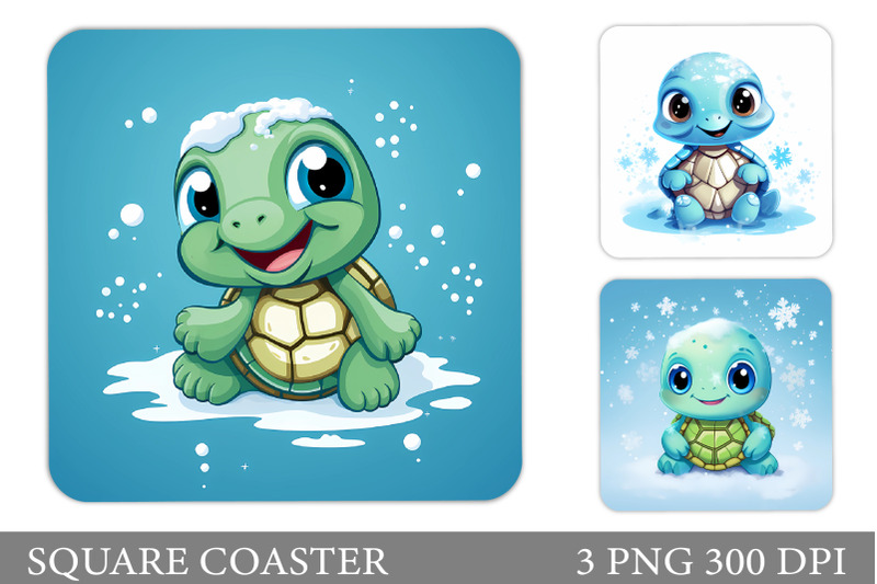 turtle-square-coaster-cute-turtle-winter-coaster-design