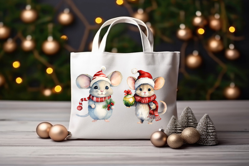 mouse-in-christmas-santa-hats-watercolor-clipart