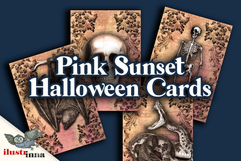 printable-pink-sunset-halloween-cards