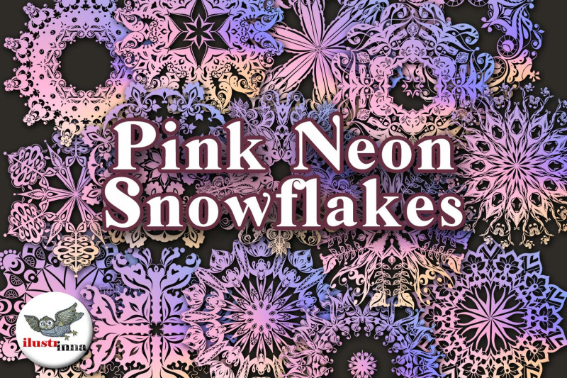 pink-neon-christmas-snowflakes-clipart