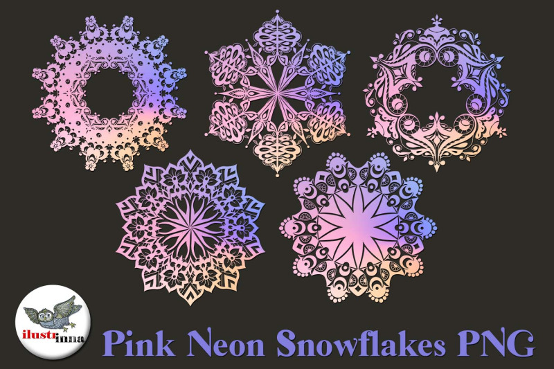 pink-neon-christmas-snowflakes-clipart