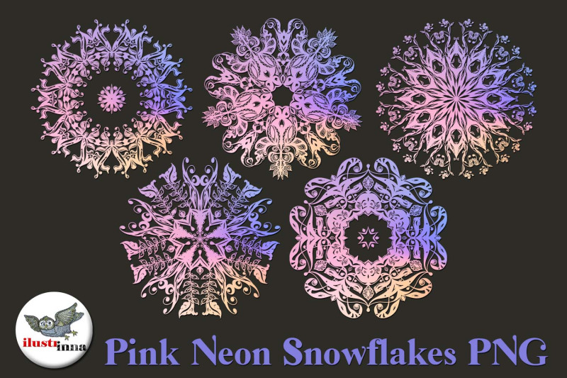 pink-neon-christmas-snowflakes-clipart