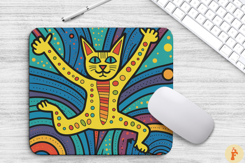 colorful-doodle-cat-jumping-mouse-pad