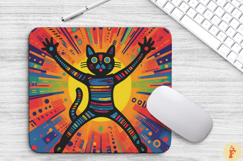 colorful-doodle-cat-jumping-mouse-pad