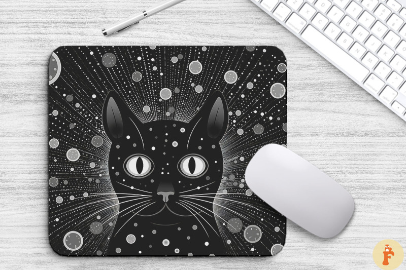 doodle-black-cat-in-space-mouse-pad