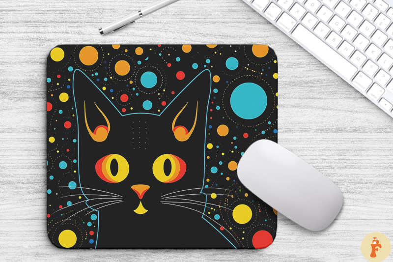 doodle-black-cat-in-space-mouse-pad