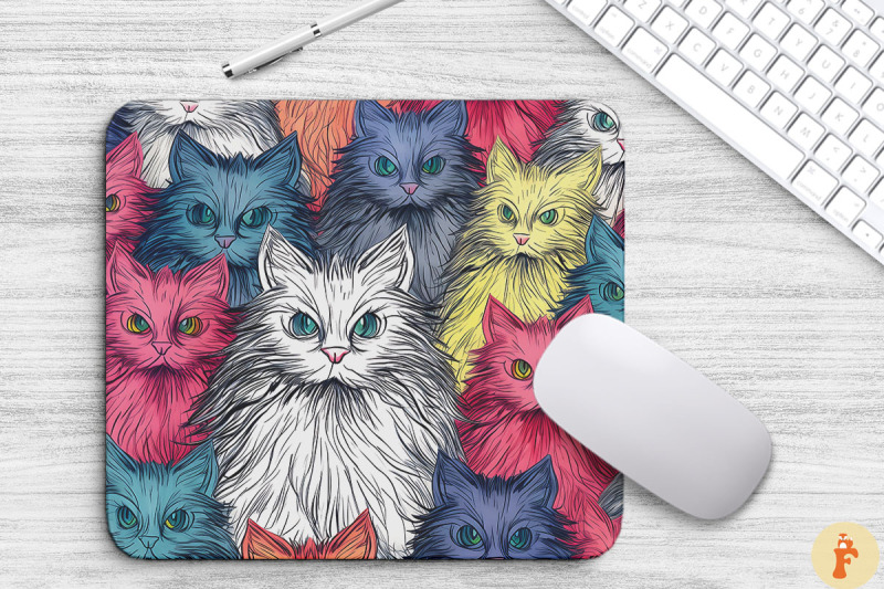 colorful-scribble-cat-pattern-mouse-pad