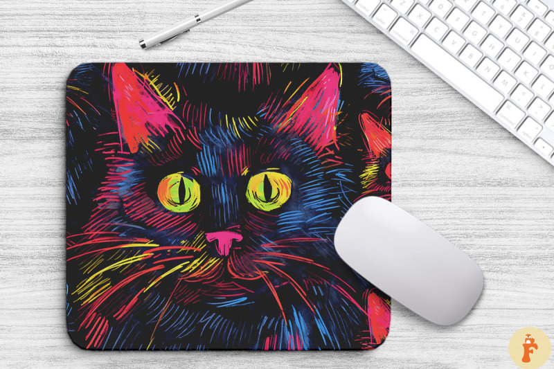 colorful-scribble-cat-pattern-mouse-pad