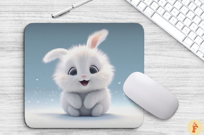 kawaii-white-fluffy-bunny-mouse-pad