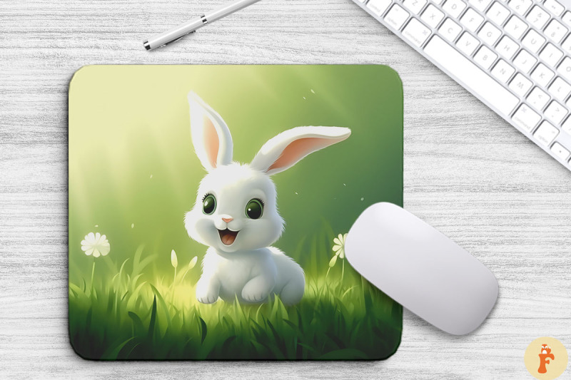 cute-rabbit-on-green-grass-mouse-pad