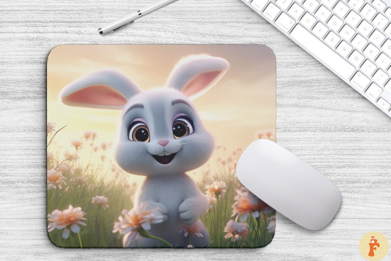 cute-rabbit-in-flowers-field-mouse-pad