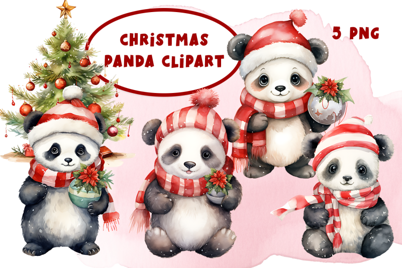 panda-in-christmas-santa-hats-watercolor-clipart