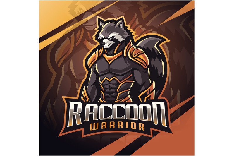 raccon-warrior-esport-mascot-logo-design