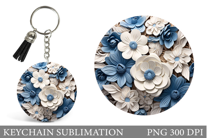 blue-flowers-round-keychain-white-flowers-keychain-design