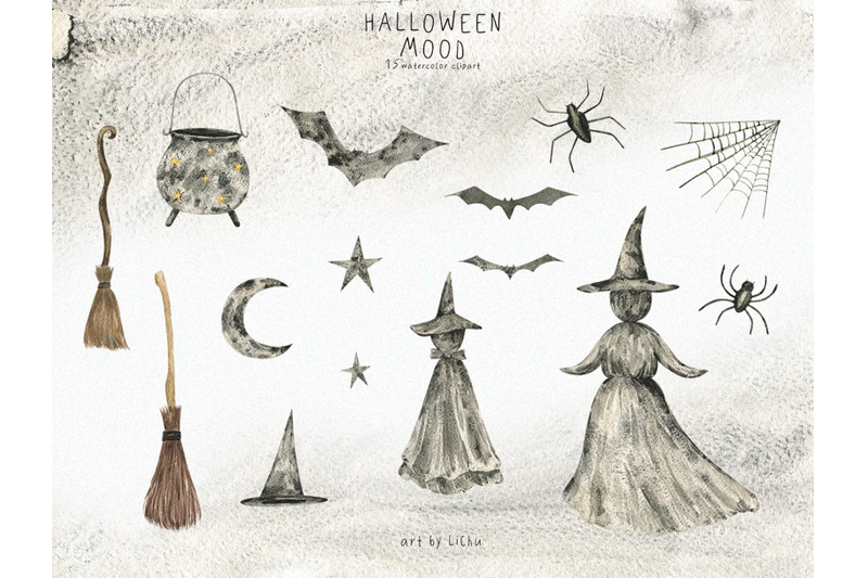 halloween-clipart-spooky-watercolor-witch-craft
