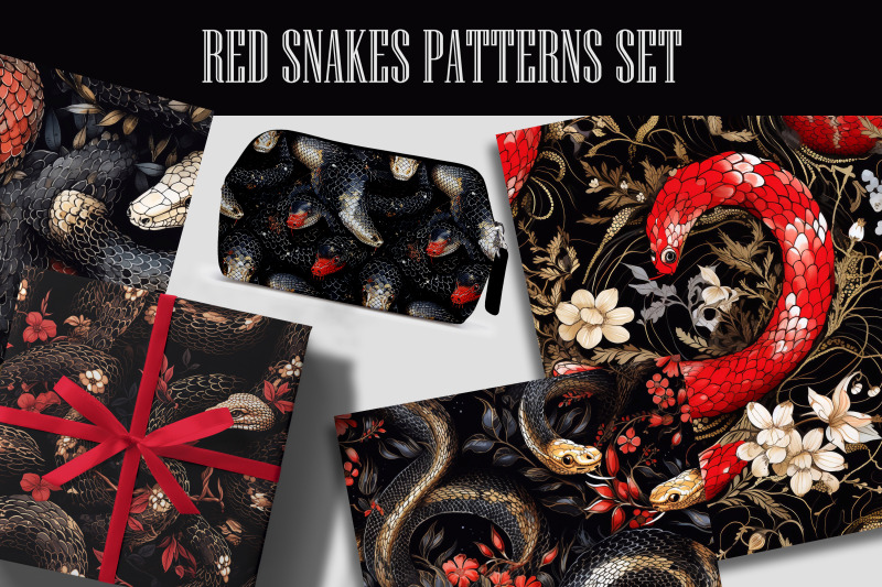 red-snakes-patterns-set-jpeg-8-ditgital-papers