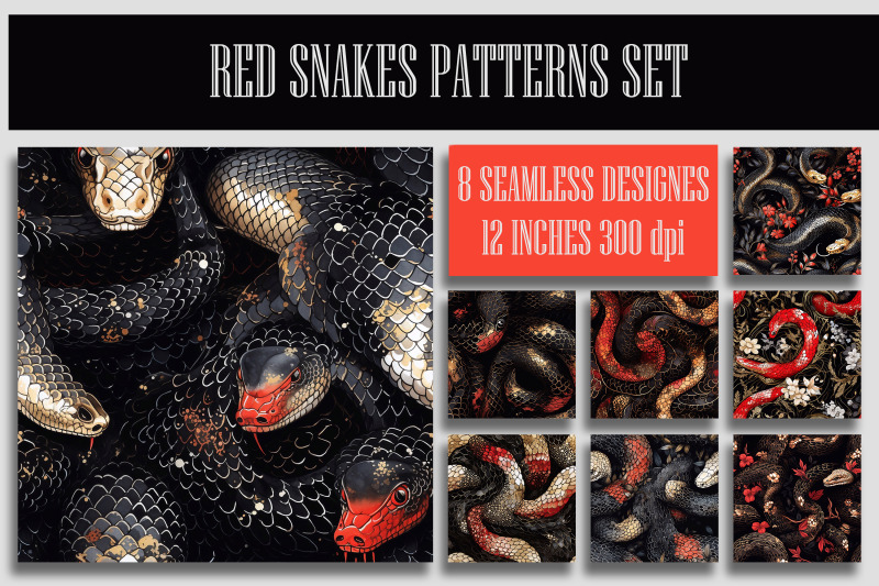 red-snakes-patterns-set-jpeg-8-ditgital-papers